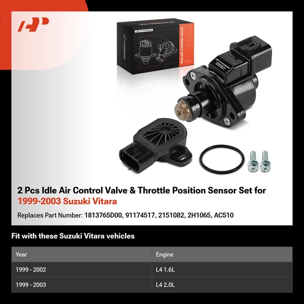 2 Pcs Idle Air Control Valve & Throttle Position Sensor Set for 1999-2003 Suzuki Vitara