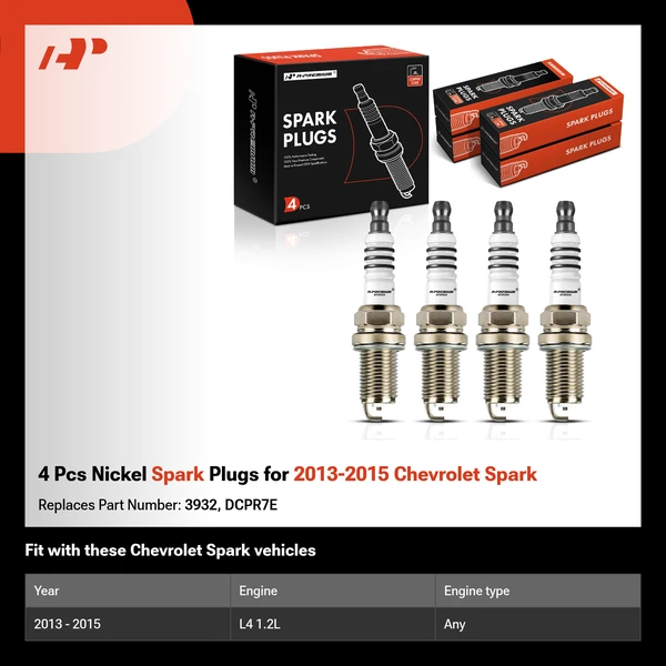 4 Pcs Nickel Spark Plugs for 2013-2015 Chevrolet Spark