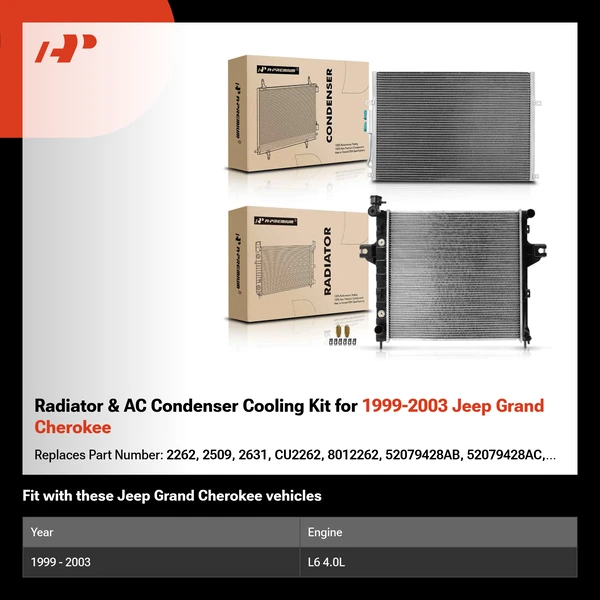 Radiator & AC Condenser Cooling Kit for 1999-2003 Jeep Grand Cherokee