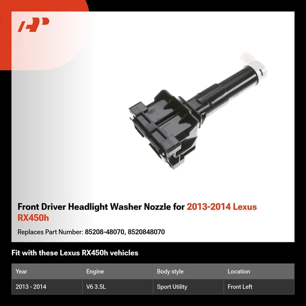 Front Driver Headlight Washer Nozzle for 2013-2014 Lexus RX450h
