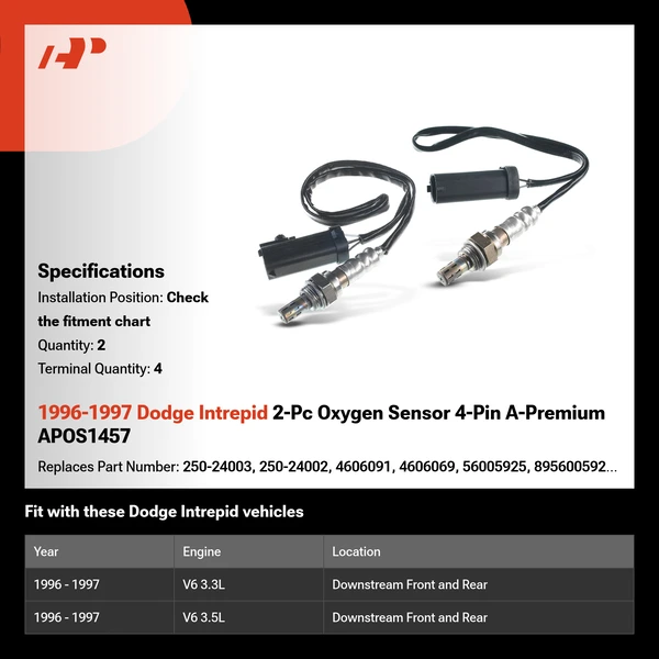 1996-1997 Dodge Intrepid 2-Pc Oxygen Sensor 4-Pin A-Premium APOS1457