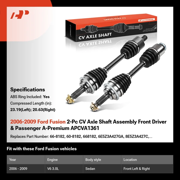 2006-2009 Ford Fusion 2-Pc CV Axle Shaft Assembly Front Driver & Passenger A-Premium APCVA1361