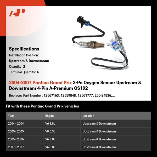 2004-2007 Pontiac Grand Prix 2-Pc Oxygen Sensor Upstream & Downstream 4-Pin A-Premium OS192
