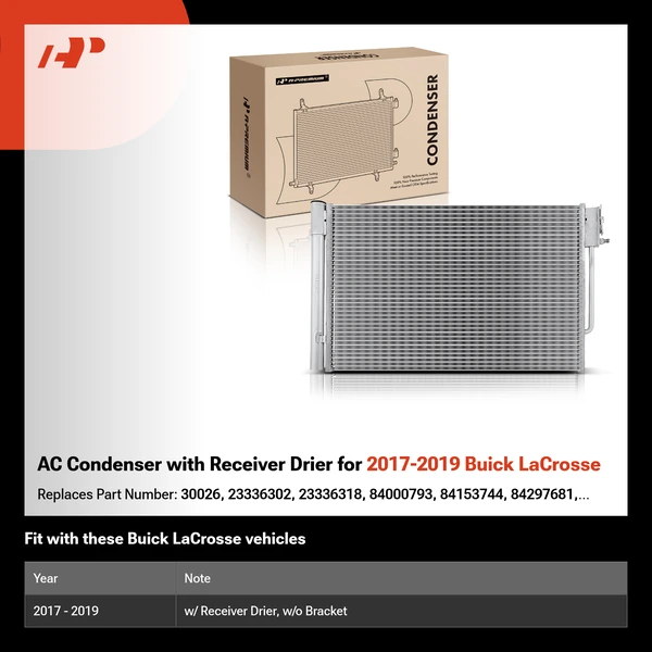 AC Condenser with Receiver Drier for 2017-2019 Buick LaCrosse