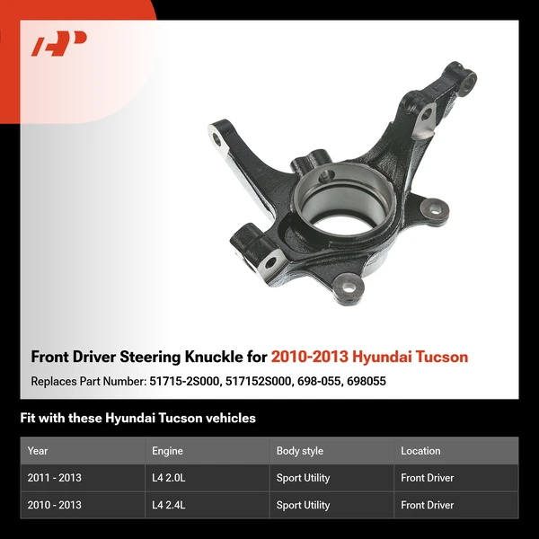 Front Driver Steering Knuckle for 2010-2013 Hyundai Tucson