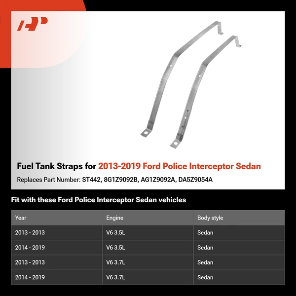Fuel Tank Straps for 2013-2019 Ford Police Interceptor Sedan