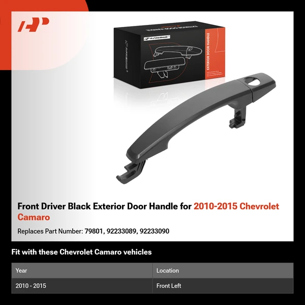 Front Driver Black Exterior Door Handle for 2010-2015 Chevrolet Camaro