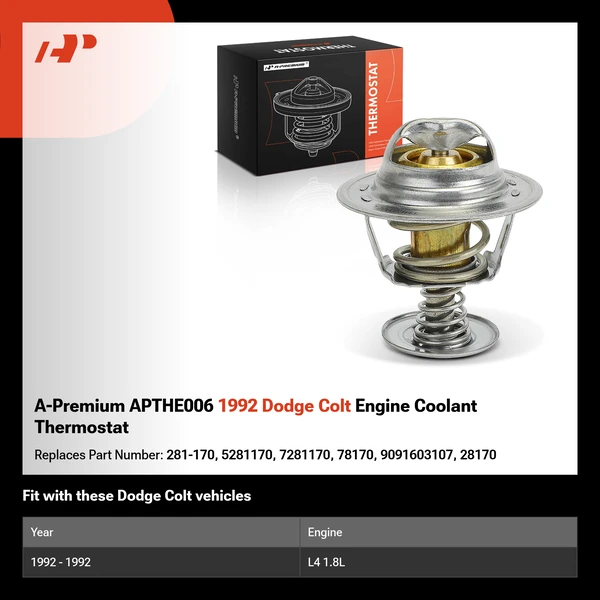 A-Premium APTHE006 1992 Dodge Colt Engine Coolant Thermostat