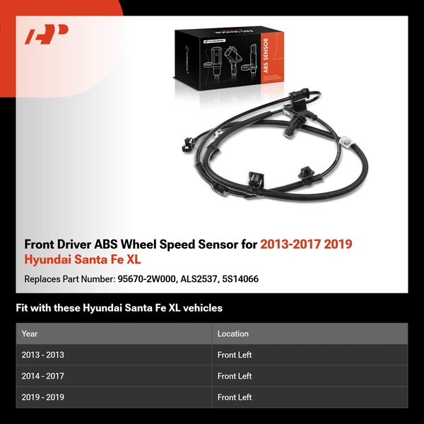 Front Driver ABS Wheel Speed Sensor for 2013-2017 2019 Hyundai Santa Fe XL
