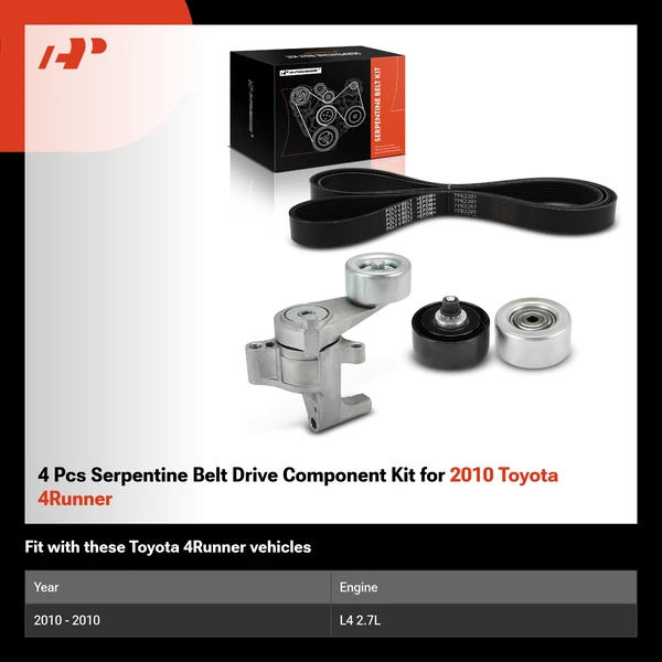4 Pcs Serpentine Belt Drive Component Kit for 2010 Toyota 4Runner