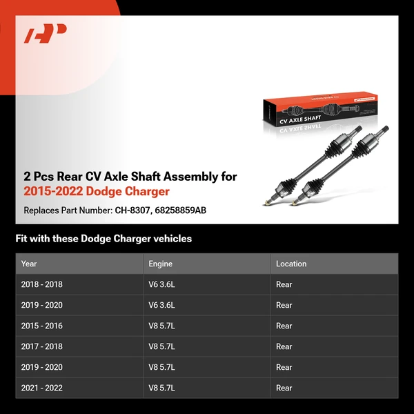 2 Pcs Rear CV Axle Shaft Assembly for 2015-2022 Dodge Charger