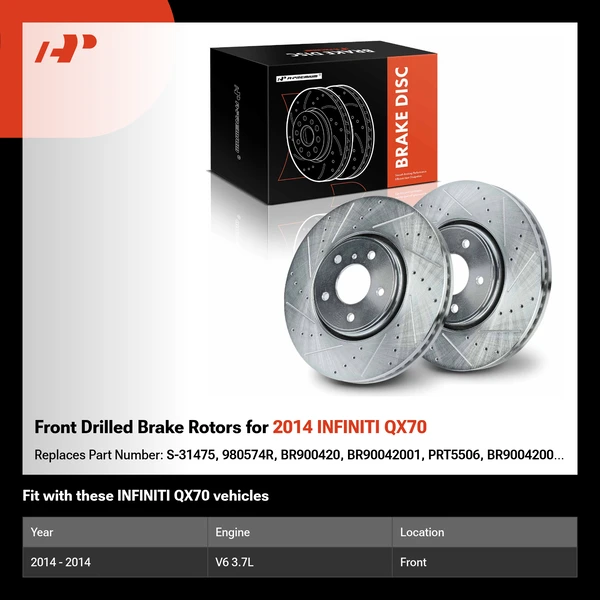 Front Drilled Brake Rotors for 2014 INFINITI QX70