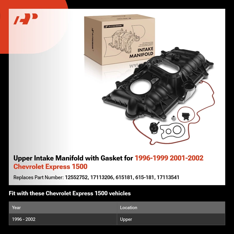 Upper Intake Manifold with Gasket for 1996-1999 2001-2002 Chevrolet Express 1500