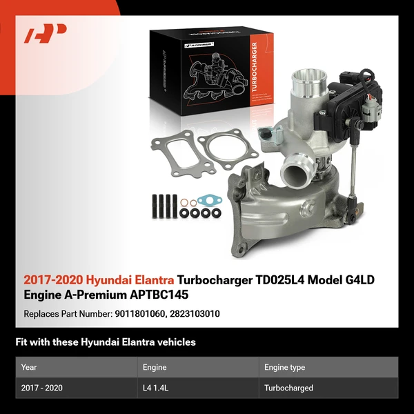 2017-2020 Hyundai Elantra Turbocharger TD025L4 Model G4LD Engine A-Premium APTBC145