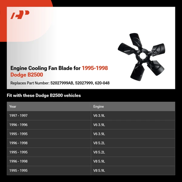 Engine Cooling Fan Blade for 1995-1998 Dodge B2500
