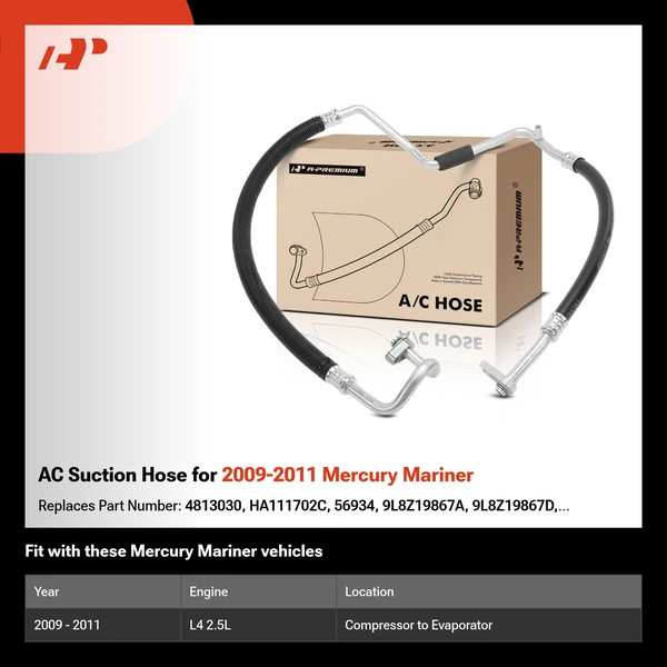 AC Suction Hose for 2009-2011 Mercury Mariner