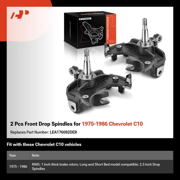 2 Pcs Front Drop Spindles for 1975-1986 Chevrolet C10