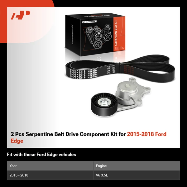 2 Pcs Serpentine Belt Drive Component Kit for 2015-2018 Ford Edge