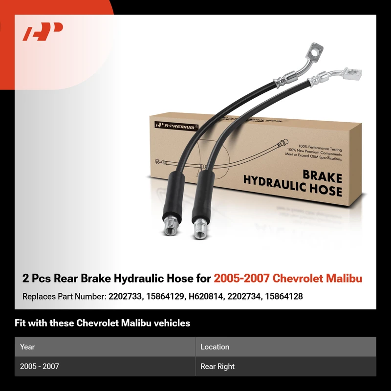 2 Pcs Rear Brake Hydraulic Hose for 2005-2007 Chevrolet Malibu