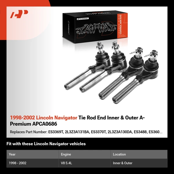 1998-2002 Lincoln Navigator Tie Rod End Inner & Outer A-Premium APCA0686