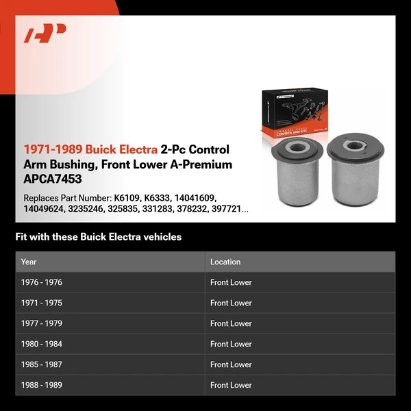 1971-1989 Buick Electra 2-Pc Control Arm Bushing, Front Lower A-Premium APCA7453