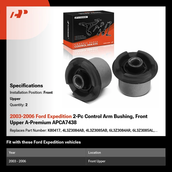 2003-2006 Ford Expedition 2-Pc Control Arm Bushing, Front Upper A-Premium APCA7438