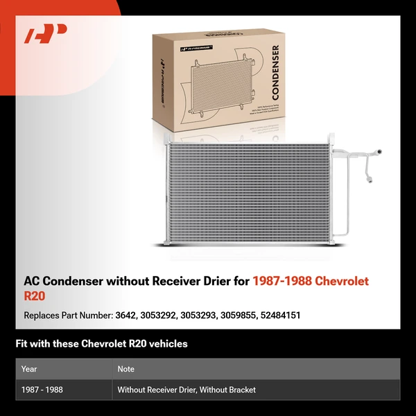 AC Condenser without Receiver Drier for 1987-1988 Chevrolet R20