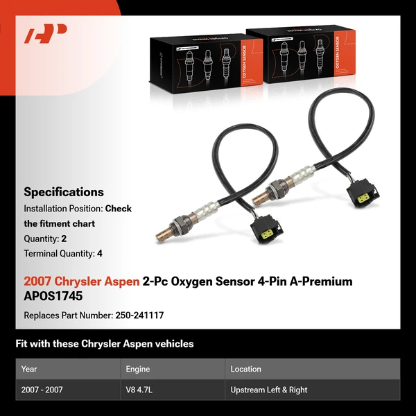 2007 Chrysler Aspen 2-Pc Oxygen Sensor 4-Pin A-Premium APOS1745
