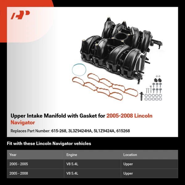 Upper Intake Manifold with Gasket for 2005-2008 Lincoln Navigator