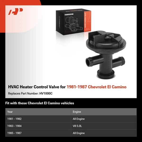 HVAC Heater Control Valve for 1981-1987 Chevrolet El Camino