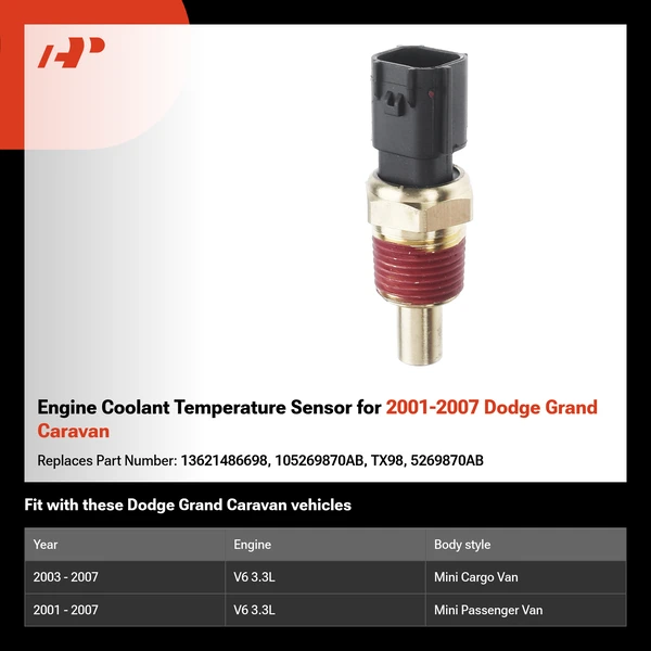 Engine Coolant Temperature Sensor for 2001-2007 Dodge Grand Caravan