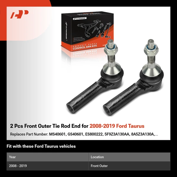 2 Pcs Front Outer Tie Rod End for 2008-2019 Ford Taurus