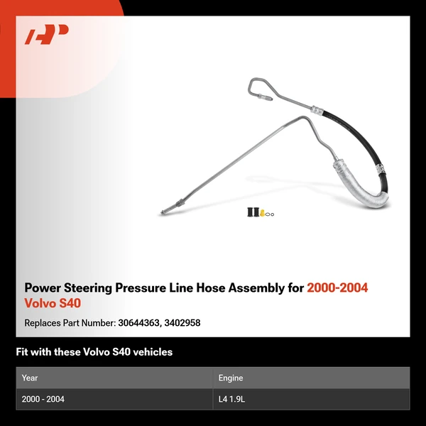 Power Steering Pressure Line Hose Assembly for 2000-2004 Volvo S40