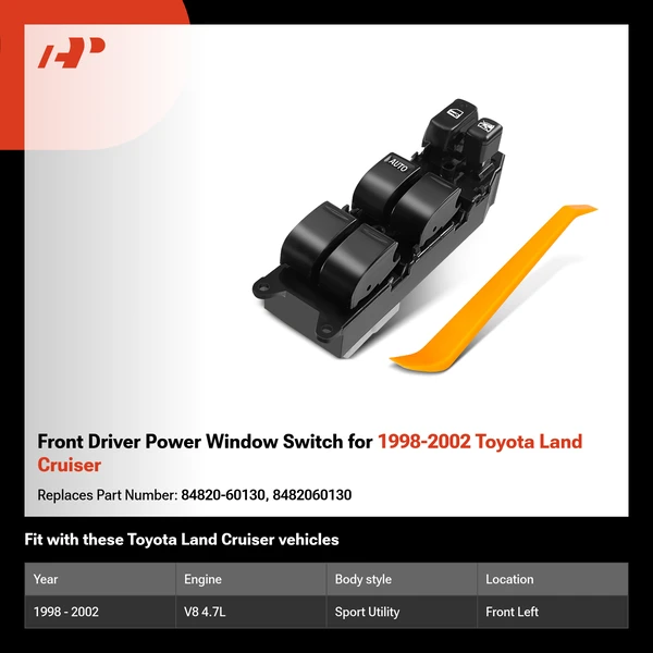 Front Driver Power Window Switch for 1998-2002 Toyota Land Cruiser