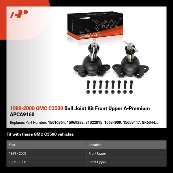 1989-2000 GMC C3500 Ball Joint Kit Front Upper A-Premium APCA9160