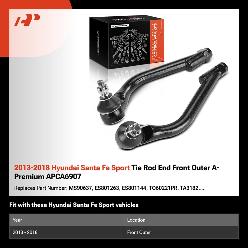 2013-2018 Hyundai Santa Fe Sport Tie Rod End Front Outer A-Premium APCA6907