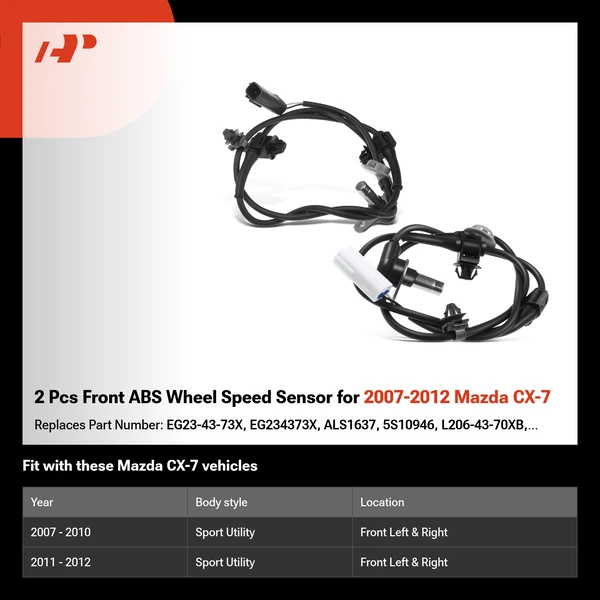2 Pcs Front ABS Wheel Speed Sensor for 2007-2012 Mazda CX-7