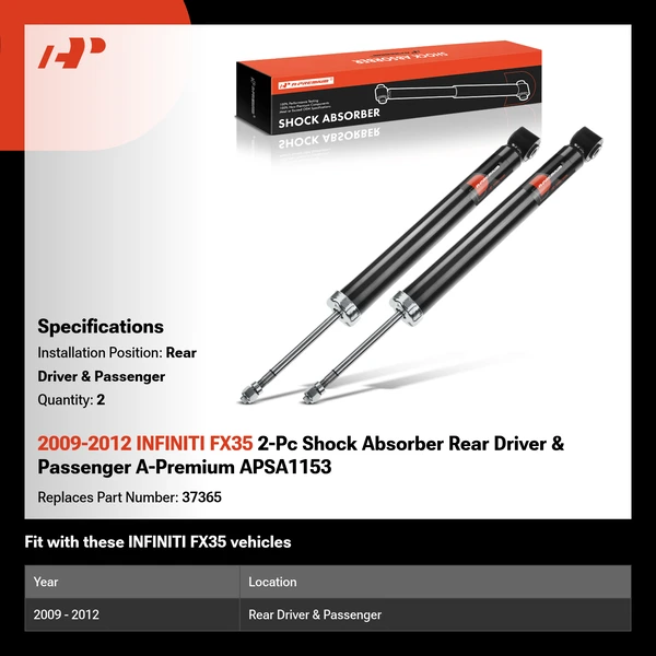 2009-2012 INFINITI FX35 2-Pc Shock Absorber Rear Driver & Passenger A-Premium APSA1153