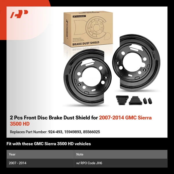 2 Pcs Front Disc Brake Dust Shield for 2007-2014 GMC Sierra 3500 HD