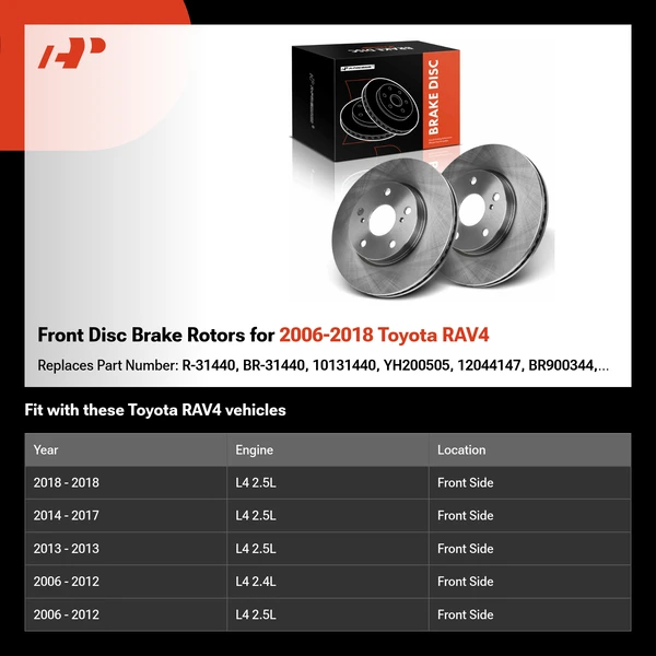 Front Disc Brake Rotors for 2006-2018 Toyota RAV4