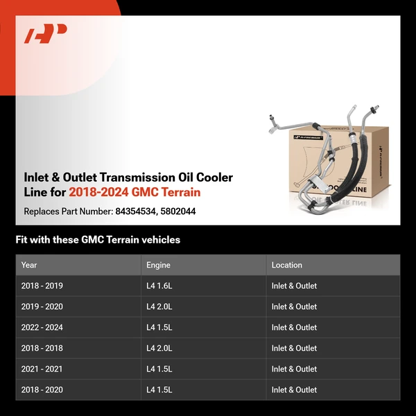 Inlet & Outlet Transmission Oil Cooler Line for 2018-2024 GMC Terrain