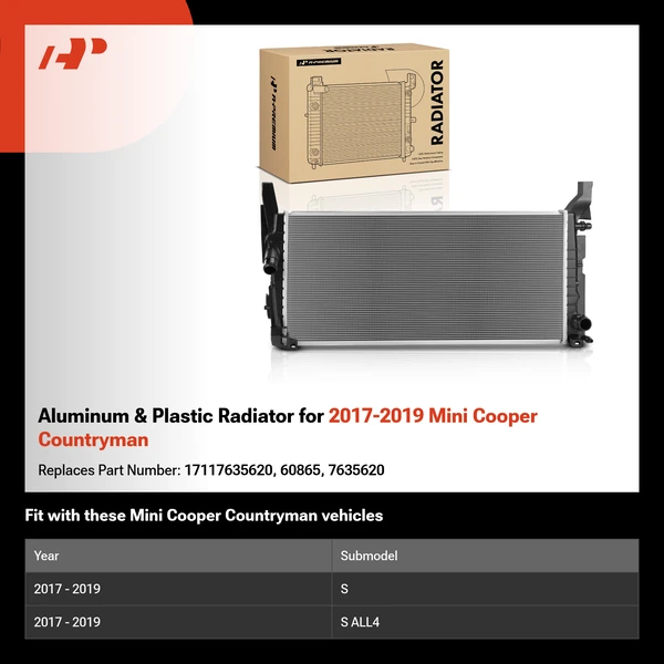 Aluminum & Plastic Radiator for 2017-2019 Mini Cooper Countryman