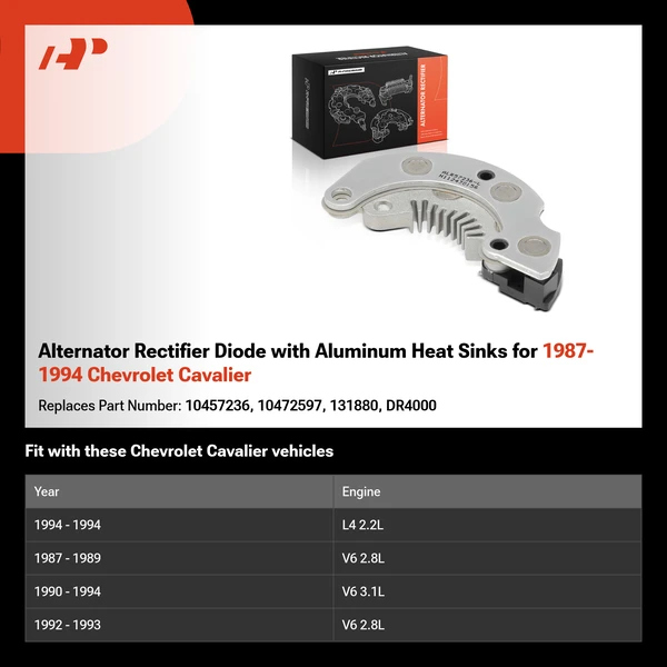 Alternator Rectifier Diode with Aluminum Heat Sinks for 1987-1994 Chevrolet Cavalier