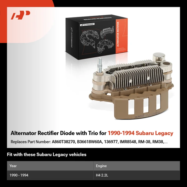 Alternator Rectifier Diode with Trio for 1990-1994 Subaru Legacy