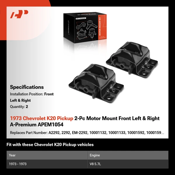 1973 Chevrolet K20 Pickup 2-Pc Motor Mount Front Left & Front Right A-Premium APEM1054