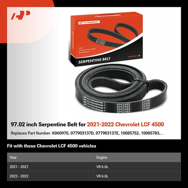 97.02 inch Serpentine Belt for 2021-2022 Chevrolet LCF 4500
