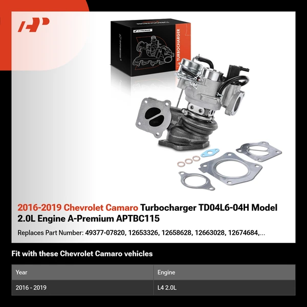 2016-2019 Chevrolet Camaro Turbocharger TD04L6-04H Model 2.0L Engine A-Premium APTBC115