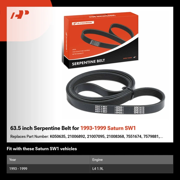 63.5 inch Serpentine Belt for 1993-1999 Saturn SW1
