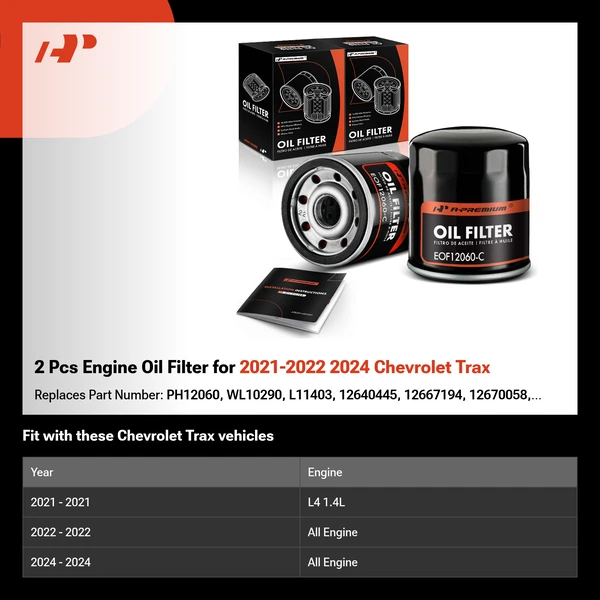 2 Pcs Engine Oil Filter for 2021-2022 2024 Chevrolet Trax