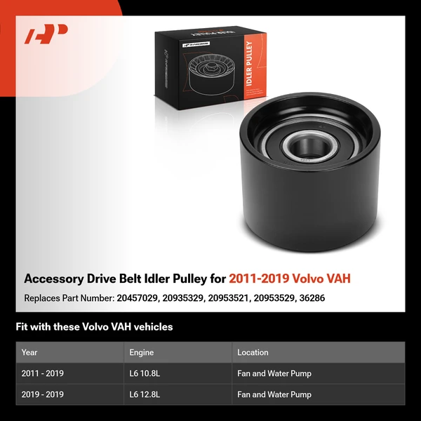 Accessory Drive Belt Idler Pulley for 2011-2019 Volvo VAH